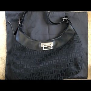 Authentic Vintage Fendi Zucchino Black Handbag